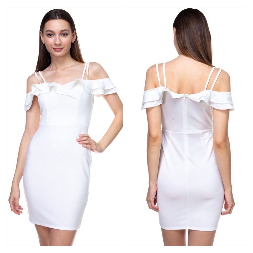White Off the Shoulder Body Control Mini Dress NWT